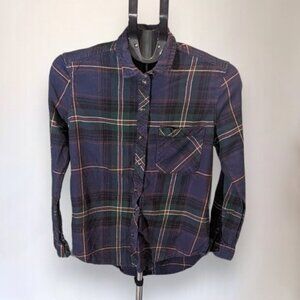 BDG Flannel Button Down Front Collared Plaid Long Sleeve Shirt Size XS